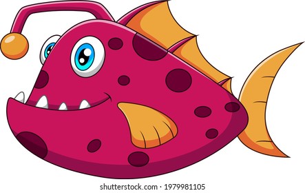 Cute monster fish cartoon illustration