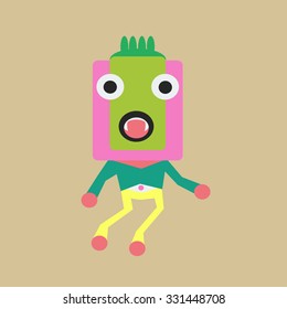cute monster  flat color design