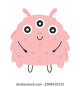 Cute monster in flat style. Hand drawn baby monster. Vector illustration. Kids monster isolated on white background.