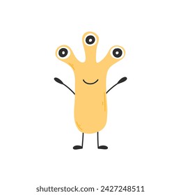 Cute monster in flat style. Hand drawn baby monster. Vector illustration. Kids monster isolated on white background.