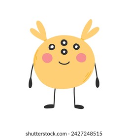 Monstruo lindo en estilo plano. Monstruo dibujado a mano. Ilustración vectorial. Monstruo de los niños aislado sobre fondo blanco.