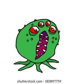 cute monster four-eyed cartoon octopus vector illustration