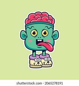 Cute monster frankenstein doodle cartoon