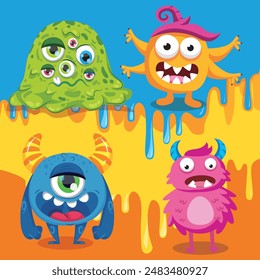 Cute monster friends. Beautiful monster. Cartoon hero.Print