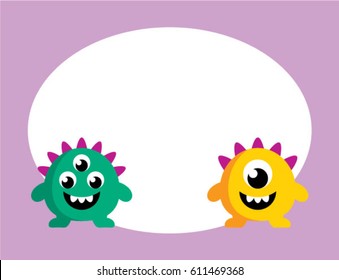 cute monster friendship message card