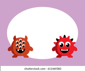 cute monster friendship message card