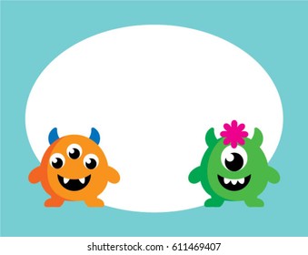 cute monster friendship message card