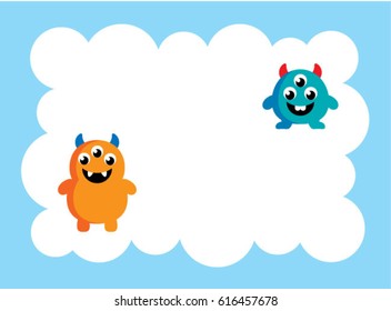 cute monster friendship message card