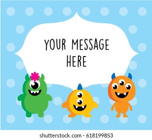 cute monster friendship message card