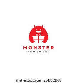 süßes Monster-Geschenk-Logo Design Vektorgrafik