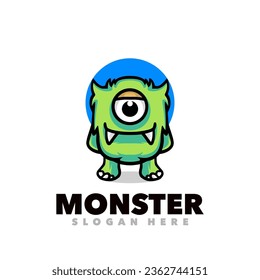 Cute monster green logo design