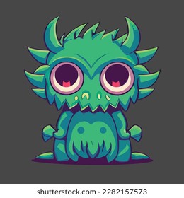 cute monster green vector art