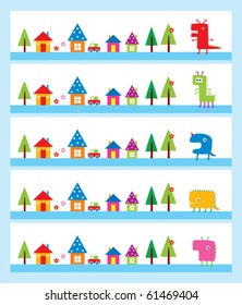 cute monster greeting banner