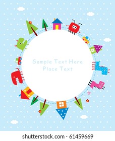 cute monster greeting tag