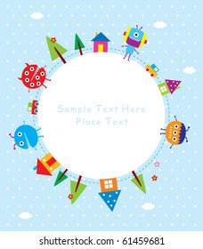 cute monster greeting tag