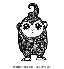 Lindo monstruo. Ilustración vectorial dibujada a mano en estilo doodle.