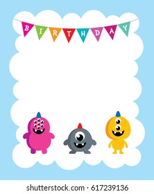 cute monster happy birthday greeting