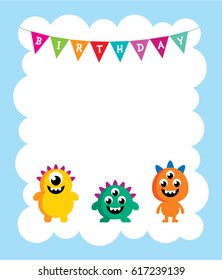 cute monster happy birthday greeting