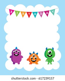 cute monster happy birthday greeting