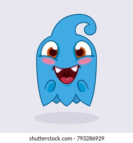Cute  monster. Happy monster emotion. Cute ghost illustration. 