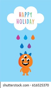 cute monster happy holiday vector