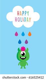cute monster happy holiday vector