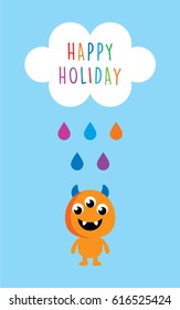 cute monster happy holiday vector
