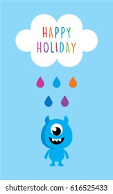 cute monster happy holiday vector