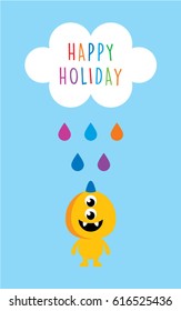 cute monster happy holiday vector