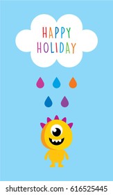 cute monster happy holiday vector