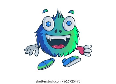 Cute Monster Happy. Vector Illustration. Isolated on a white background.