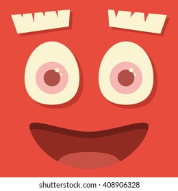 Cute monster head. Happy monster