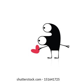 Cute monster with heart