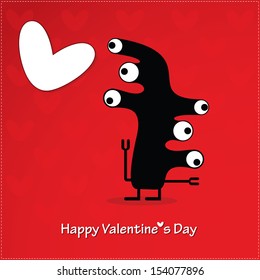 Cute monster with heart