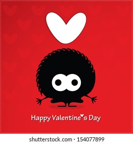 Cute monster with heart