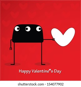 Cute monster with heart