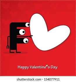 Cute monster with heart