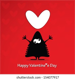 Cute monster with heart