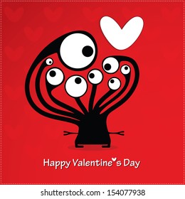 Cute monster with heart