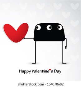 Cute monster with heart