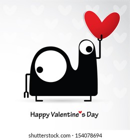 Cute monster with heart