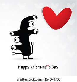 Cute monster with heart