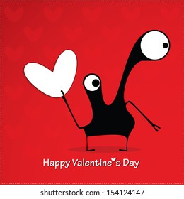Cute monster with heart