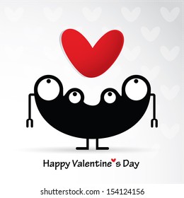 Cute monster with heart