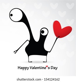 Cute monster with heart