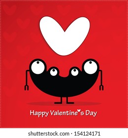 Cute monster with heart