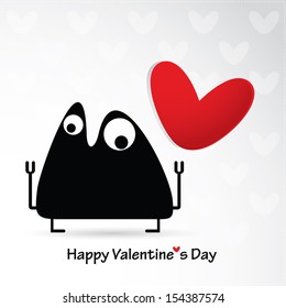 Cute monster with heart