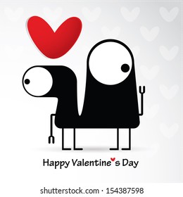 Cute monster with heart