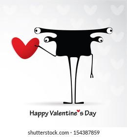 Cute monster with heart