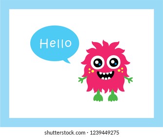 cute monster hello greeting card